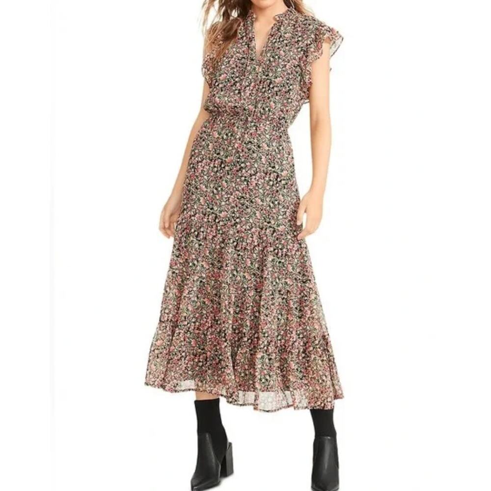 BB Dakota Dress Womens Medium Pink Orange Ditsy‎ Floral Maxi - Picture 4 of 11